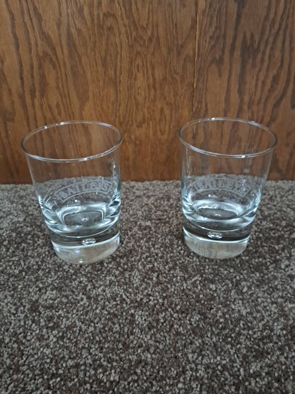 Baileys Irish Cream bubble base etched lowball cocktail glasses, Set of 2